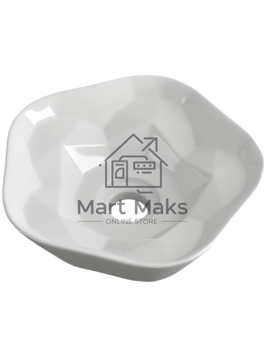 Раковина санфаянс накладная круглая BAU Element Cristal D40.5, белая