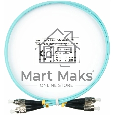 Патч-корд оптический Cabeus Tight Buffer, Duplex FC/FC, OM3 50/125, LSZH, 1м, d= 3мм, черный хвостовик, аква