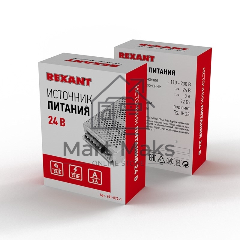 Источник питания 220 V AC/24 V DC 3 A 72 W с разъемами под винт, без влагозащиты (IP23)