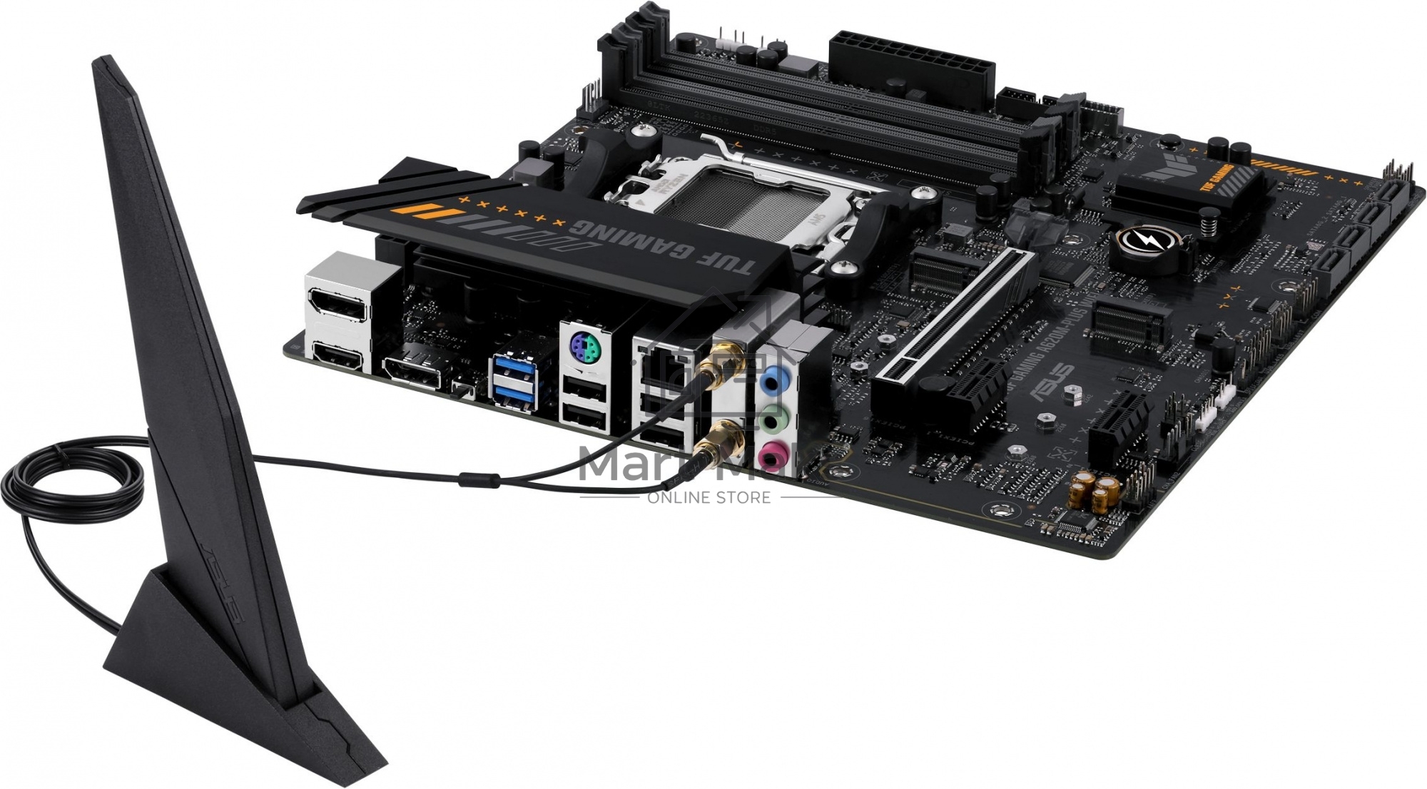 Материнская плата ASUS TUF GAMING A620M-PLUS WIFI, AM5, AMD A620, 4xDDR5, 4xSATA, 2xM.2, 1xPCIe 4.0 x16, 2xPCIe x1, 2xDP, 1xHDMI, 1x 2.5Gb LAN, 4xUSB-A 2.0, 2xUSB-A 3.2 Gen 1, 3x3.5 мм, 7.1, mATX