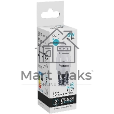 Лампа светодиодная Gauss Elementary 8Вт цок.:E27 свеча 220B 4100K св.свеч.бел.нейт. C37 (упак.:10шт)