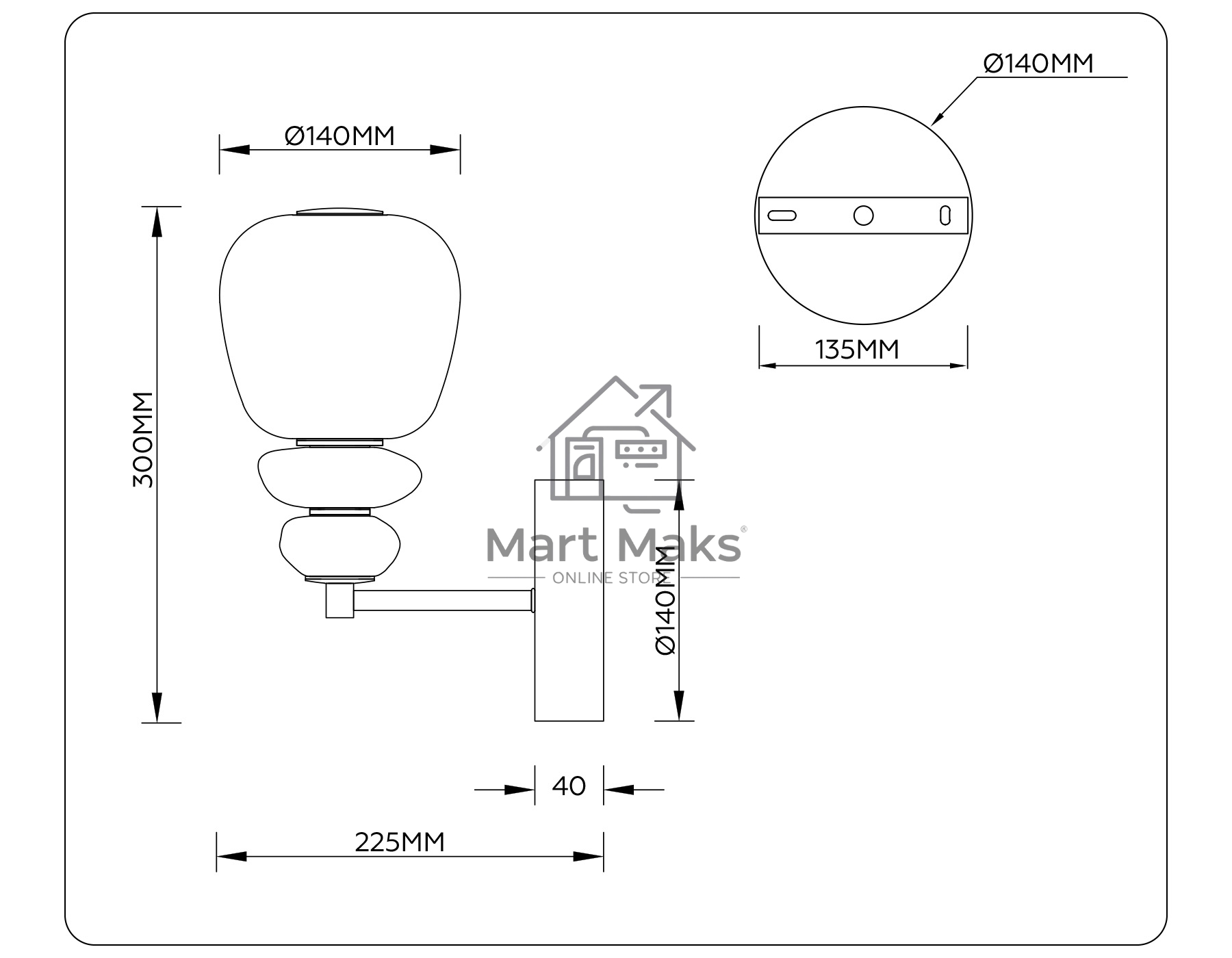 Настенный светильник Ambrella light LH53168 SB/WH бронза/белый 8W 3000K 140*225*300