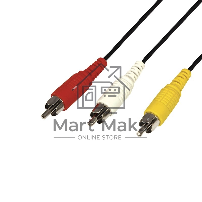 Шнур Rexant 3 RCA - 3 RCA, 7 м, черный (10 шт./уп.)