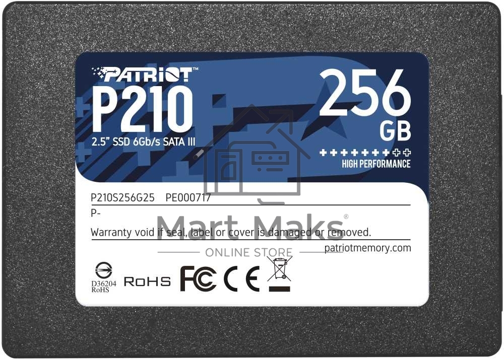 Накопитель SSD Patriot P210, 256GB, SATA III, 2.5