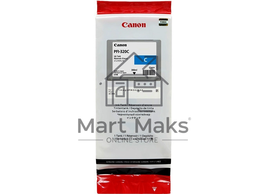 Картридж струйный Canon PFI-320 C 2891C001 голубой (300мл) для Canon Canon imagePROGRAF TM-200/205