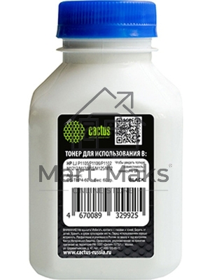 Тонер Cactus CS-THP4-60 черный флакон 60гр. для принтера HP LJ P1005/P1006/P1100/P1102