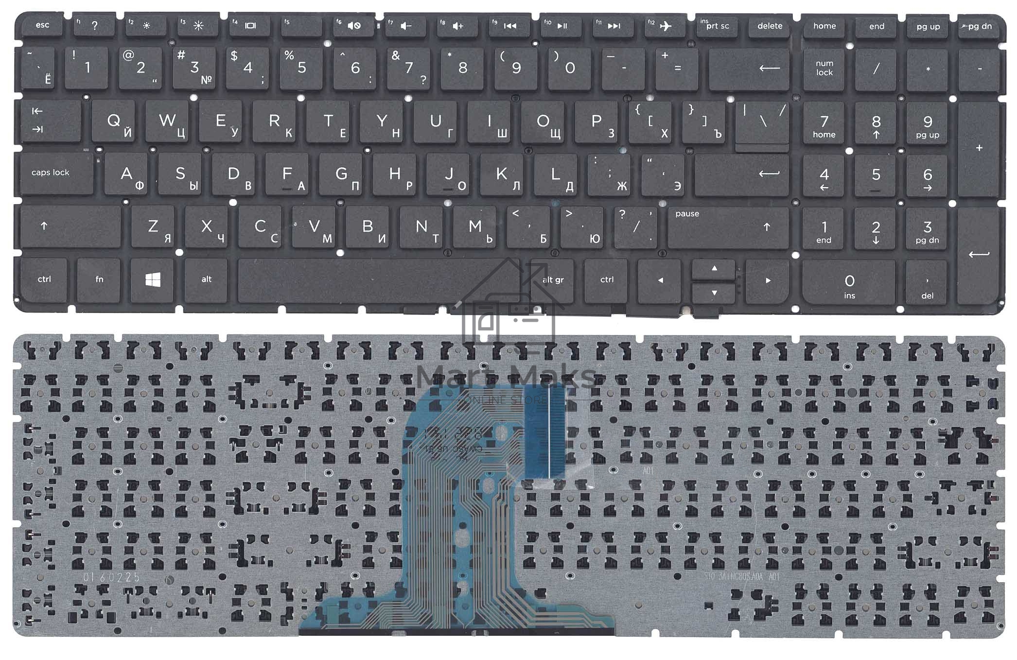 Клавиатура для ноутбука HP Pavilion 250 G4 G5, 255 G4, 15-af черная без рамки