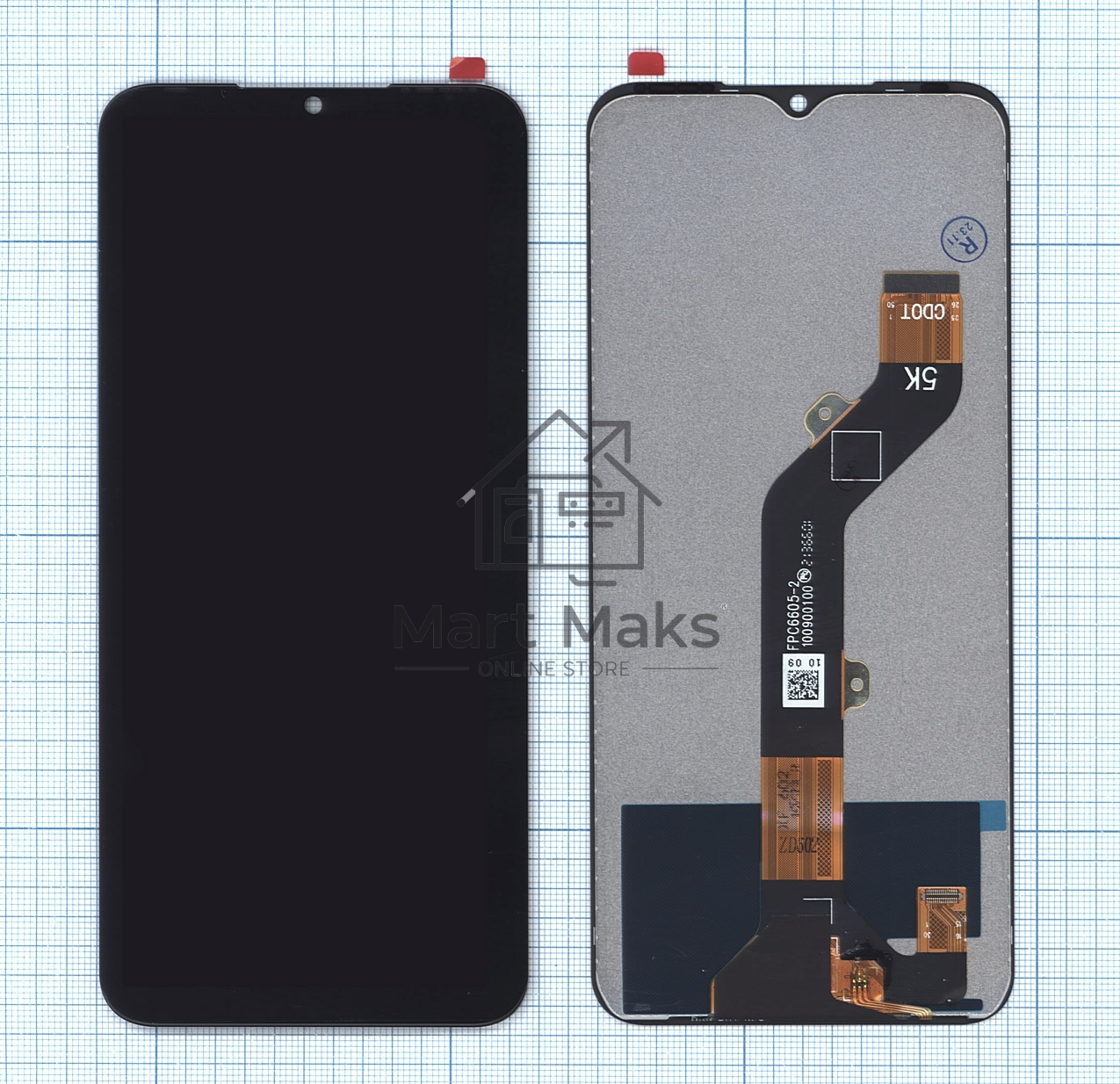Дисплей (модуль) для Tecno Spark 8C (KG5n) в сборе с тачскрином черный