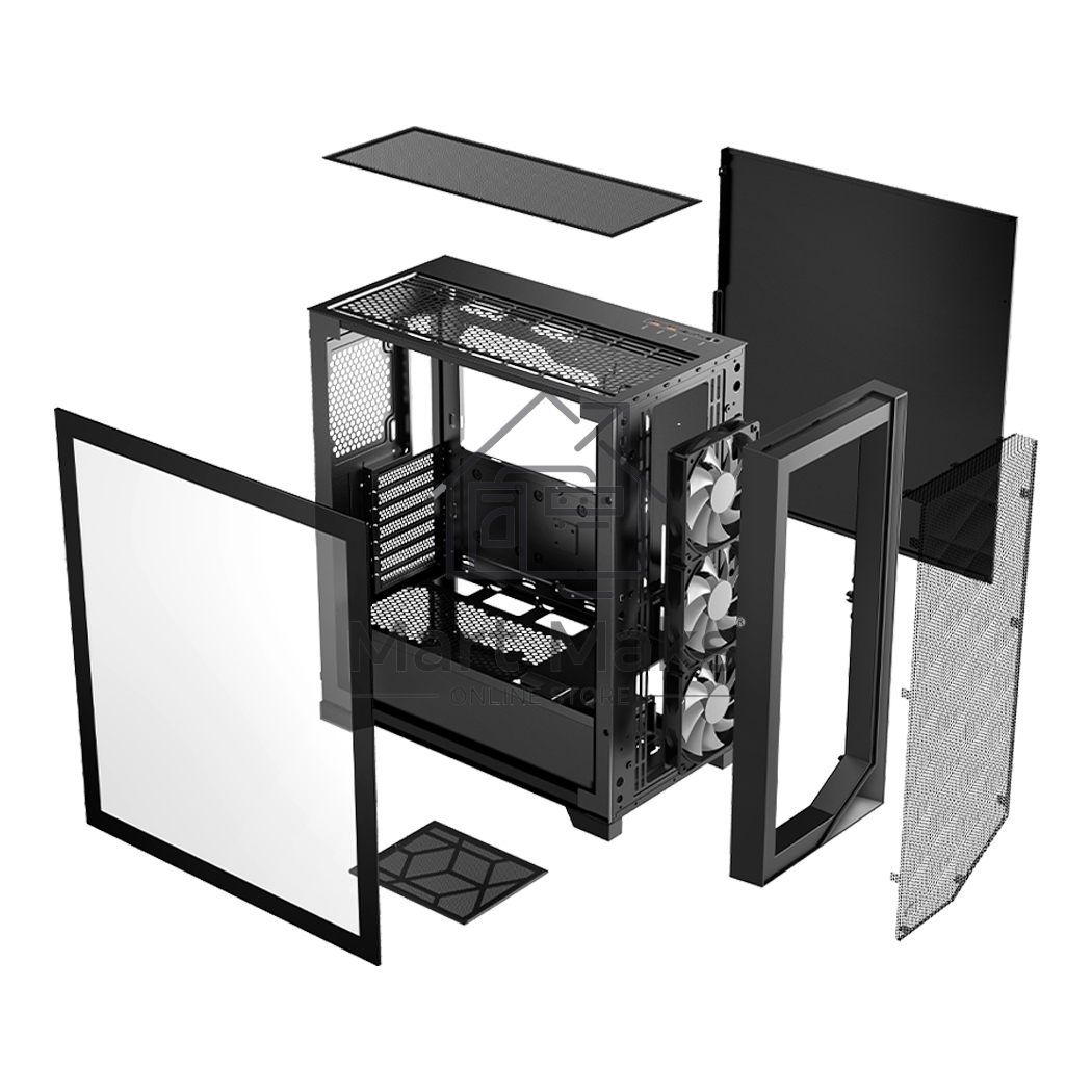 Компьютерный корпус PCCooler C3D510 BK ARGb, Tempered Glass Full Tower, Black, TG, 0.7 SPCC, 3x120мм ARGb E-ATX, ATX, mATX, mITX 170/390/410мм 2x2.5