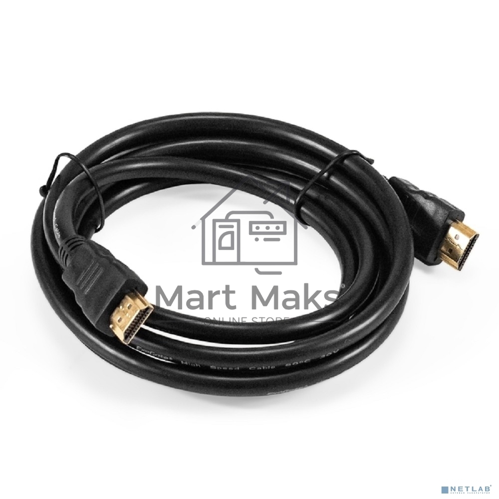 Кабель HDMI ExeGate EX-CC-HDMI2-2.0 (19M/19M, v2.0, 2,0м, 4K UHD, Ethernet, позолоченные контакты)