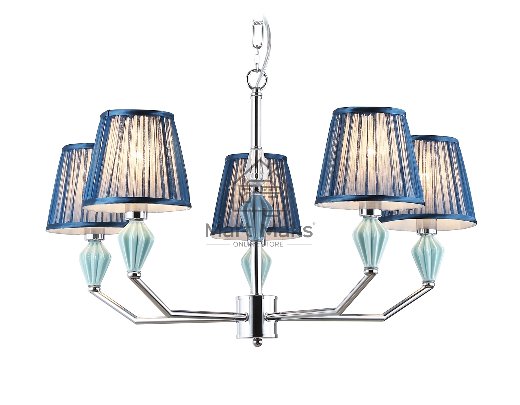 Люстра Ambrella light LH75061/5 CH/DB хром/темно синий E14/5 max 40W D690*810