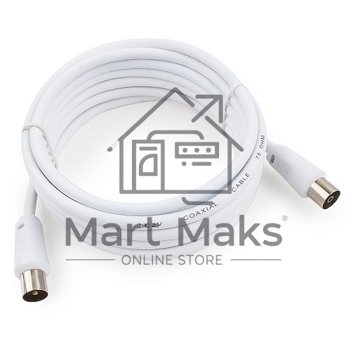 Кабель телевизионный Cablexpert CCV-515-W-3M, Coaxial M/F, белый, 3м