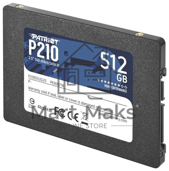 Накопитель SSD Patriot P210, 512GB, SATA III, 2.5