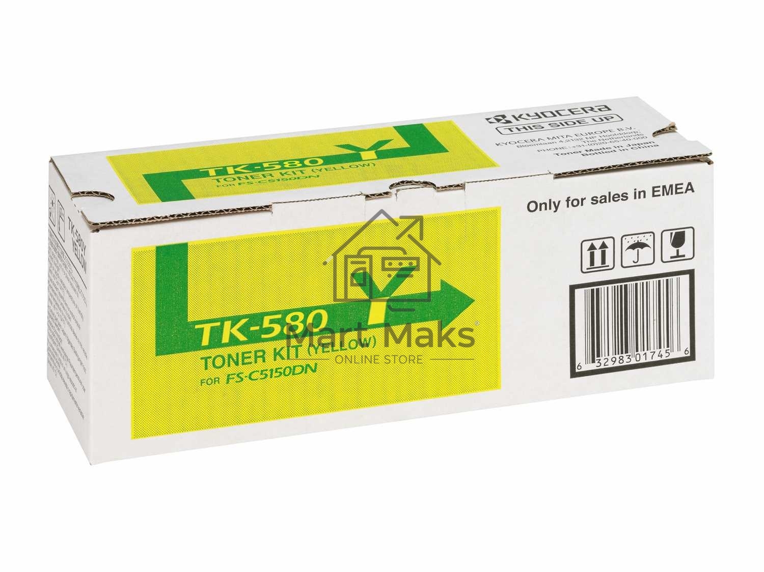 Картридж лазерный Kyocera TK-580Y (1T02KTANL0) желтый для FS-C5150DN 2800 стр.