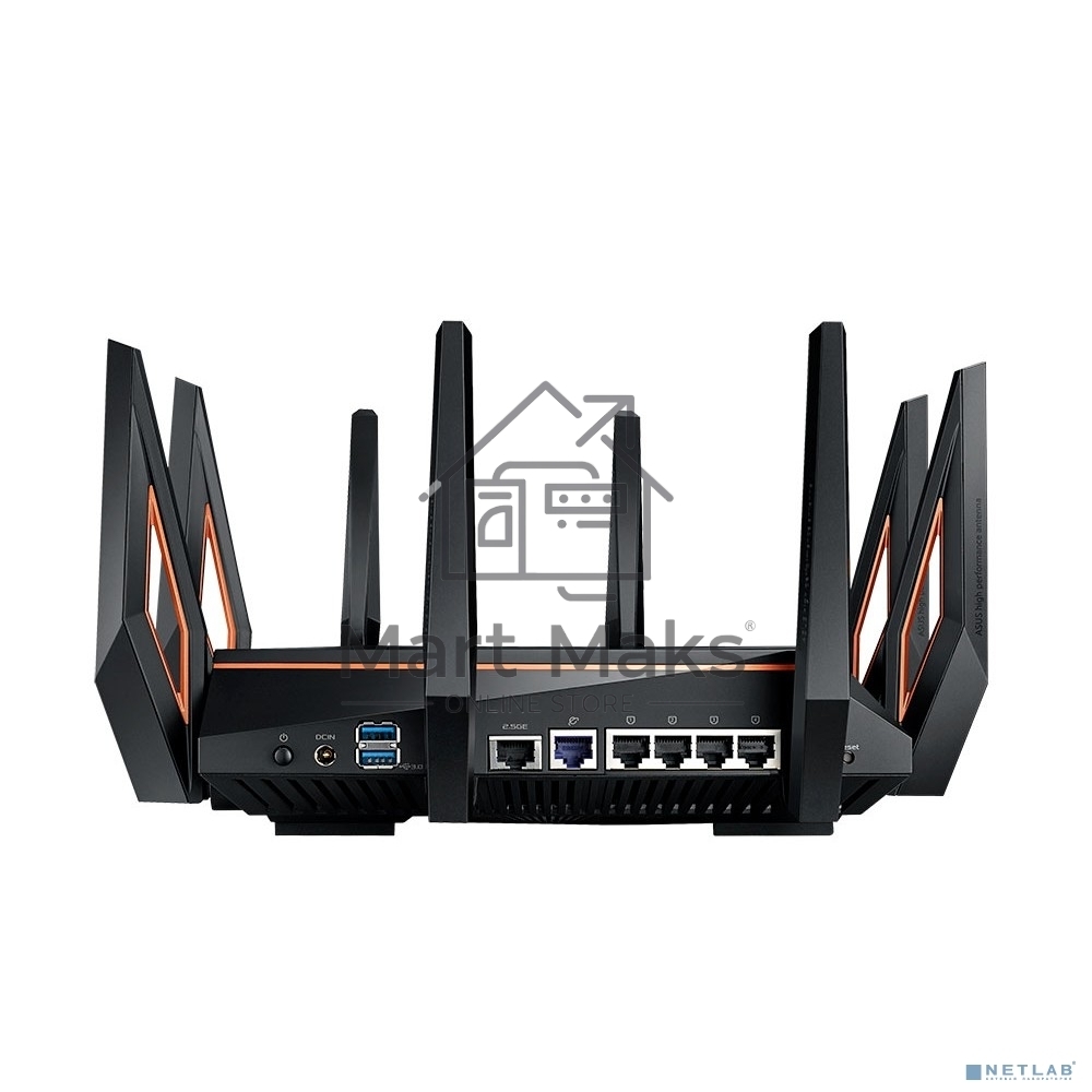 Маршрутизатор ASUS GT-AX11000 Tri-band WiFi 6(802.11ax) Gaming Router –World's first 10 Gigabit Wi-Fi router with a quad-core processor, 2.5G gaming port, DFS band, wtfast, Adaptive QoS, AiMesh for mesh wifi system