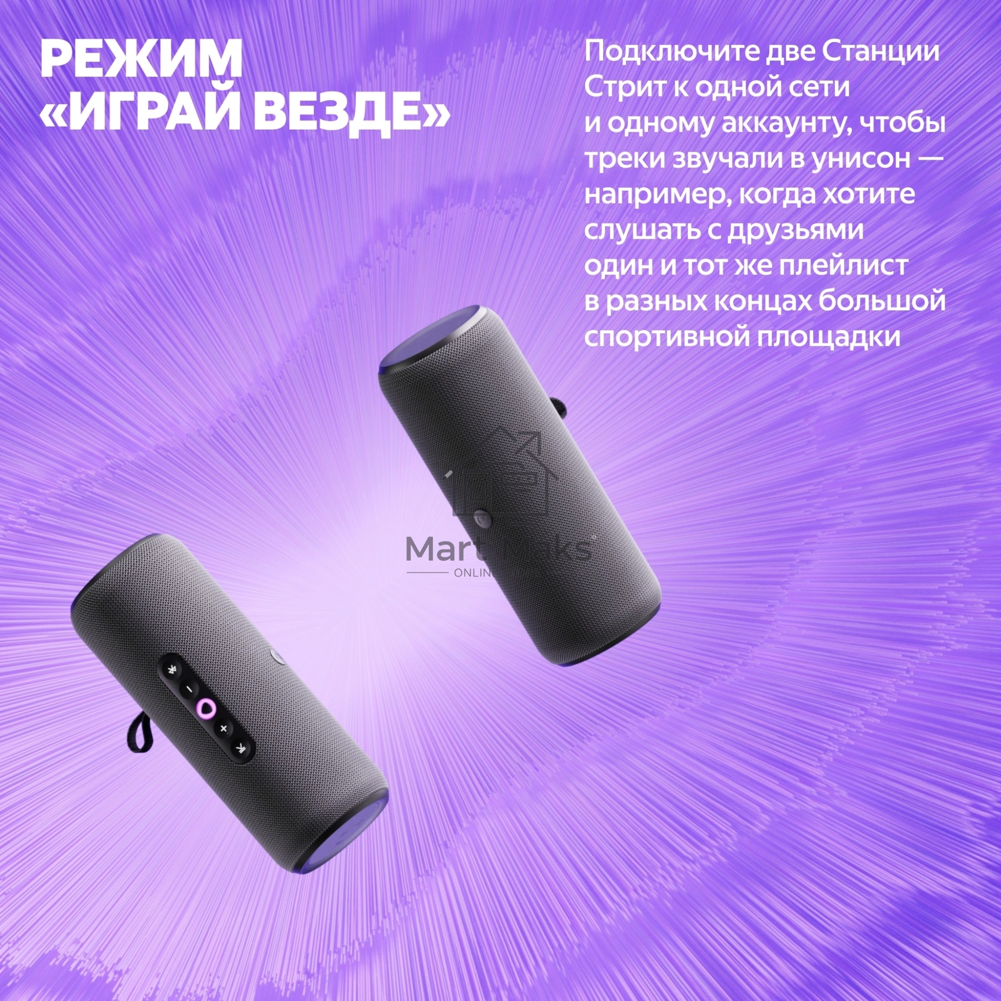 Умная колонка Yandex Стрит Алиса черный 30W 2.0 BT/Wi-Fi 10м 3300mAh (YNDX-00030BLK)