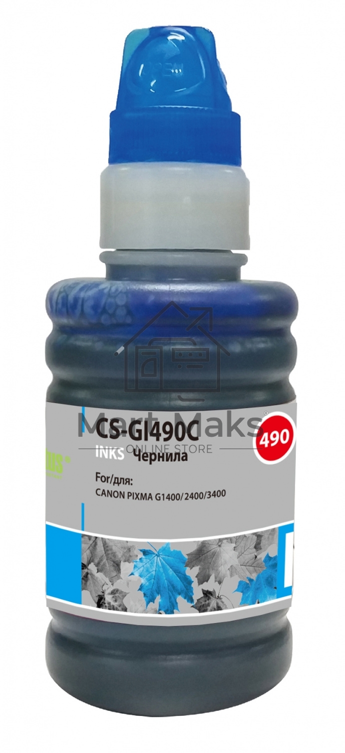 Чернила Cactus CS-GI490C голубой 100мл для Canon PIXMA G1400, G2400, G3400
