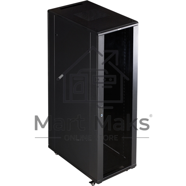 Шкаф серверный Lanmaster (TWT-CBB-42U-8X10-G1) напольный 42U 800x1000мм пер.дв.стекл задн.дв.двуст. 2 бок.пан. 800кг черный IP20