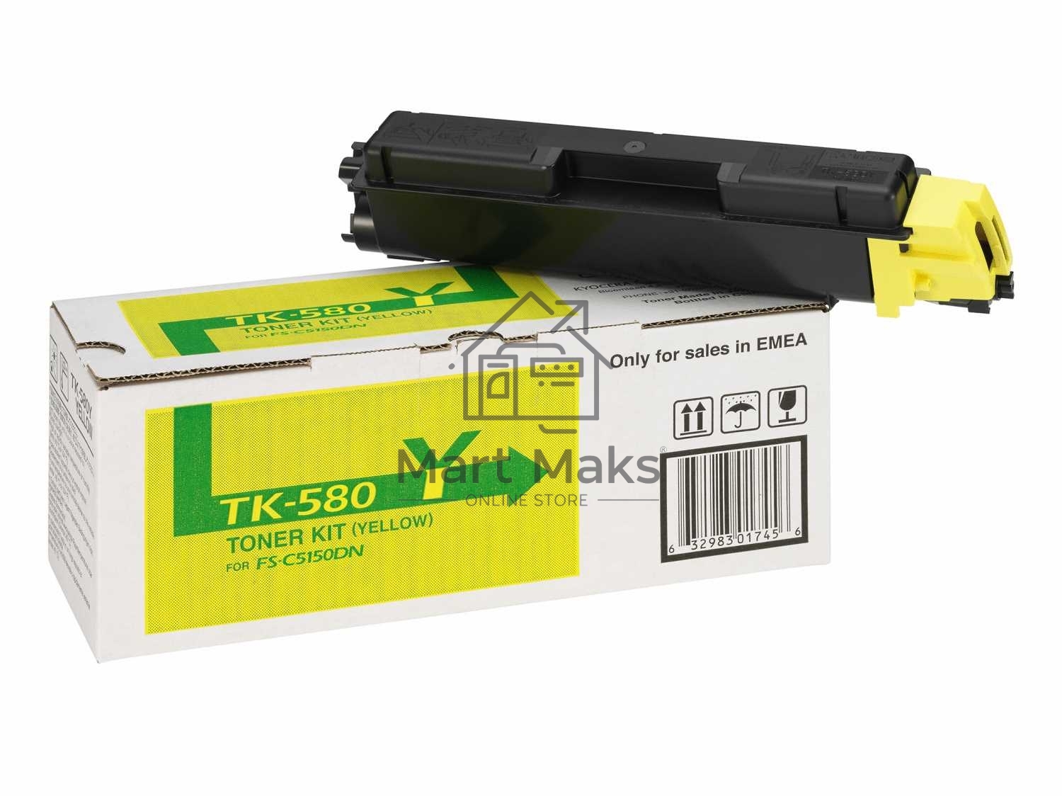 Картридж лазерный Kyocera TK-580Y (1T02KTANL0) желтый для FS-C5150DN 2800 стр.