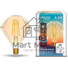Лампа светодиодная Gauss филаментная Smart Home DIM+CCT E27 Diamond Golden 6,5 Вт 2000-5500К 1370112