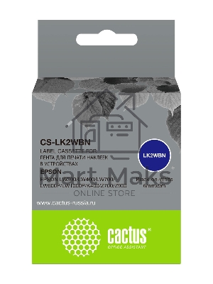 Картридж ленточный Cactus CS-LK2WBN черный, 6мм, 9м для Epson LW300/LW400/LW700/LW600P/LW1000P/K400/Z700/Z900
