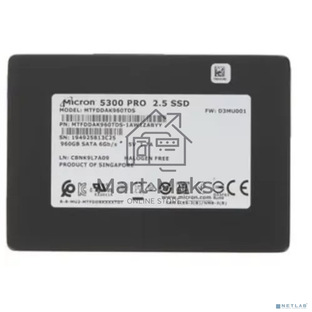 Накопитель SSD Micron 5300 Pro, 960GB, 2.5