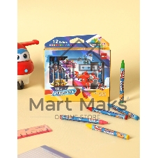 Восковые мелки Deli EC21000 Super Wings 12 цветов, картонная коробка с европодвесом