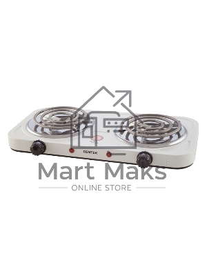 Плита настольная электрическая Centek CT-1509 (белая) 2конфорки ТЭН 140мм, 2000Вт, индикатор работы, усиленный корпус