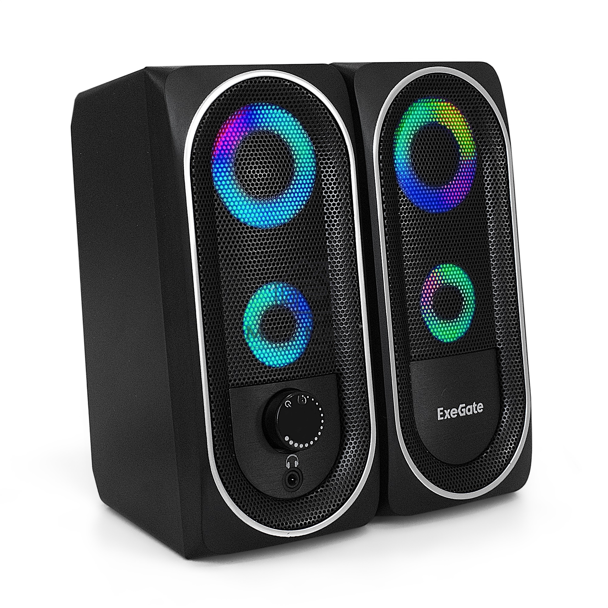 Акустическая система 2.0 ExeGate EX289686RUS Accord 220 (питание USB, 2х3Вт (6Вт RMS), 60-20000Гц,  черный, RGB подсветка)