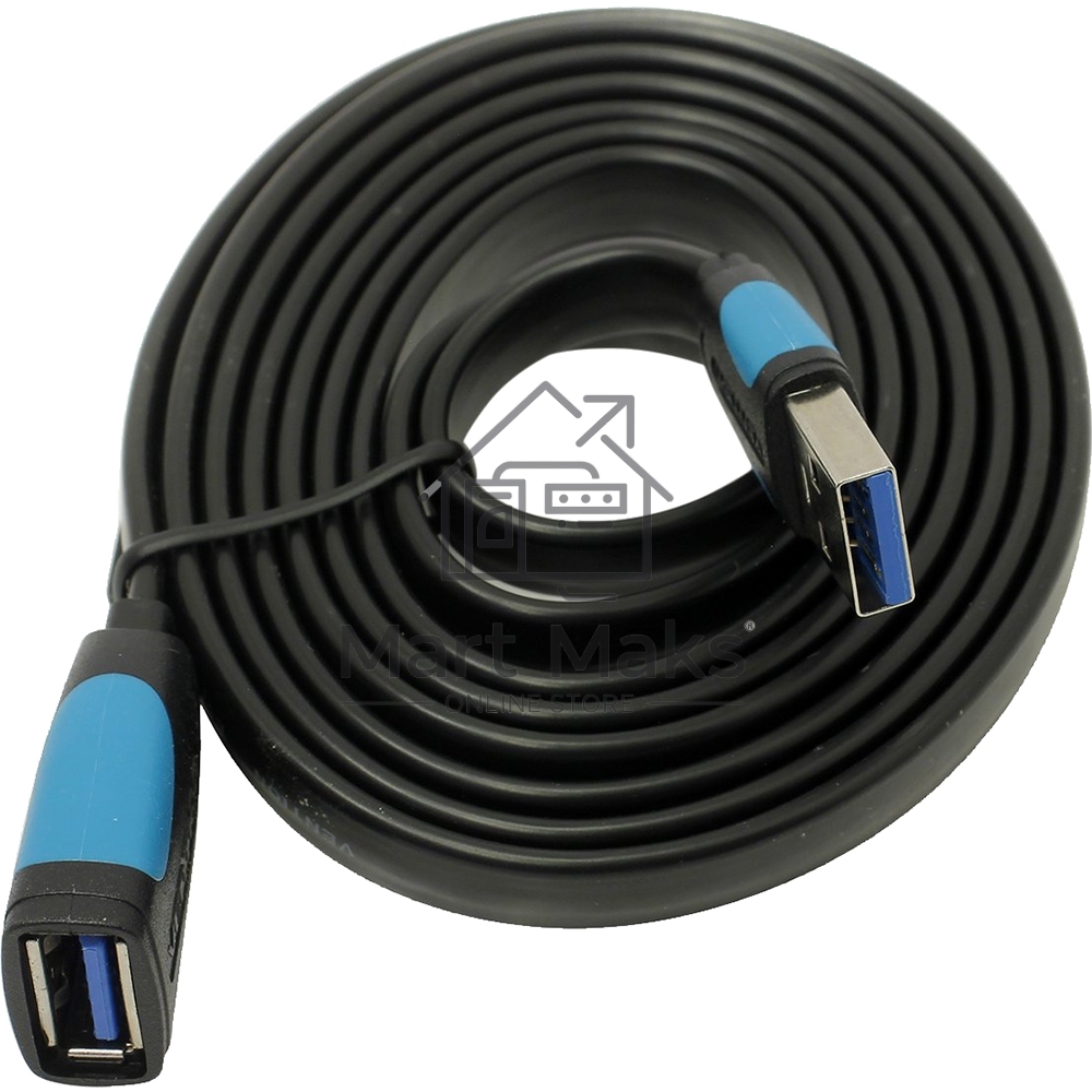 Кабель-удлинитель Vention USB 3.0 AM/AF - 1,5 м плоский VAS-A13-B150