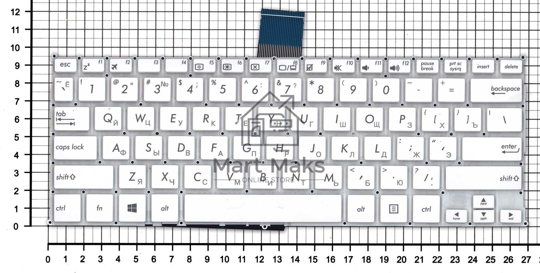 Клавиатура для ноутбука Asus F200CA F200LA F200MA X200 белая, без рамки, плоский Enter