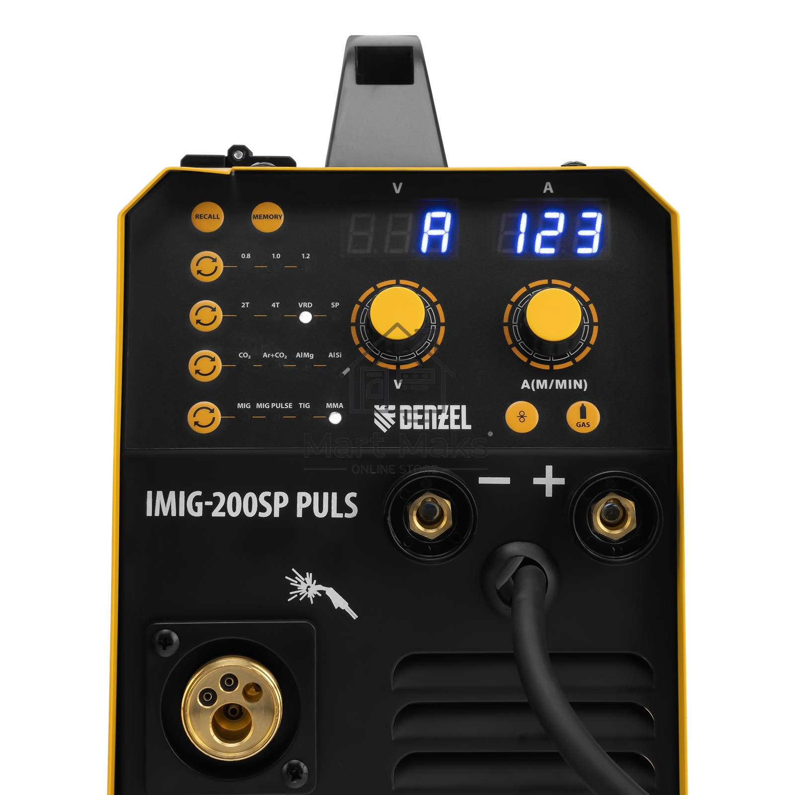 Аппарат инвертор. полуавтомат. cварки IMIG-200SP Pulse, 200 А, ПВ 60%, катушка 5 кг Denzel