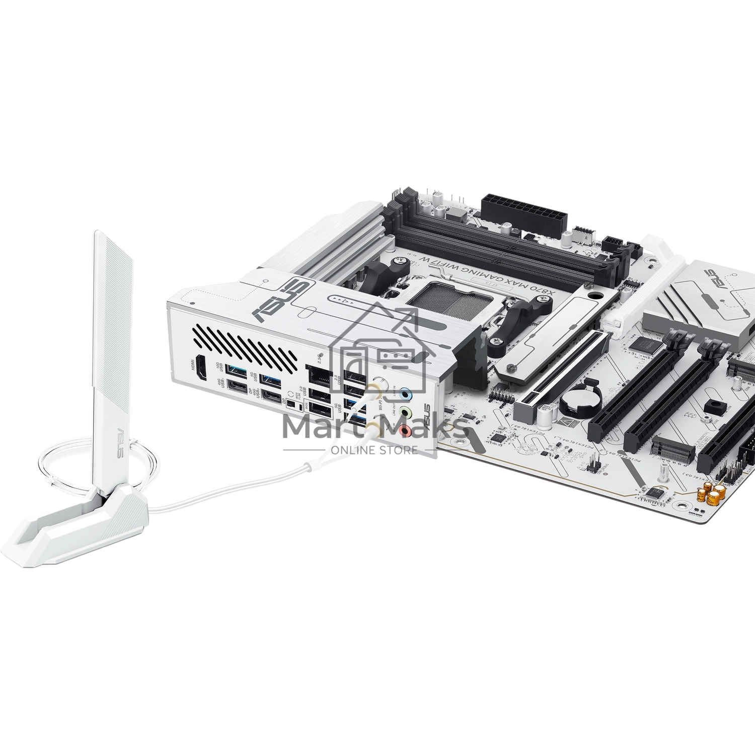 Материнская плата ASUS X870 MAX GAMING WIFI7 W, AM5, AMD X870, 4xDDR5, 4xSATA, 3xM.2, 1xPCIe 5.0 x16, 2xPCIe 4.0 x16, 1xPCIe 3.0 x16, 1xHDMI, 2xUSB Type-C (Display), 1x2.5Gb LAN, Wi-Fi 7, Bluetooth 5.4, 2xUSB-C 40Gbps, 1xUSB-A 10Gbps, 3xUSB-A 5Gbps, 4xUSB