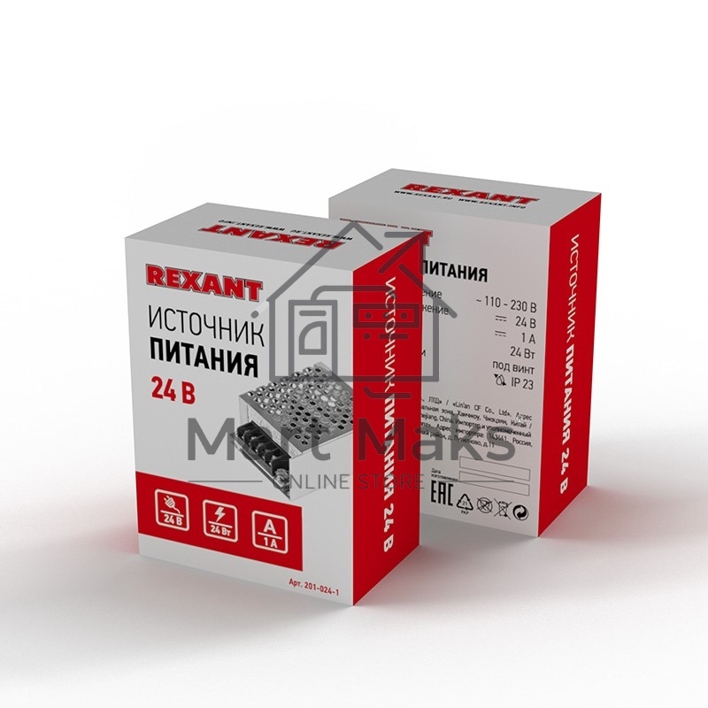 Источник питания 220 V AC/24 V DC 1 A 24 W с разъемами под винт, без влагозащиты (IP23)