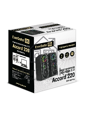 Акустическая система 2.0 ExeGate EX289686RUS Accord 220 (питание USB, 2х3Вт (6Вт RMS), 60-20000Гц, черный, RGb подсветка)