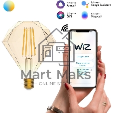 Лампа светодиодная Gauss филаментная Smart Home DIM+CCT E27 Diamond Golden 6,5 Вт 2000-5500К 1370112