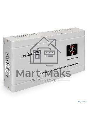 Стабилизатор напряжения ExeGate Master AV-3000 (3000ВА, 140-260В, цифр. индикация вход/вых. напряжения, 220В±8%, КПД 98%, 5 уровней защиты, задержка, метал.корпус, клем.колодка, RTL)