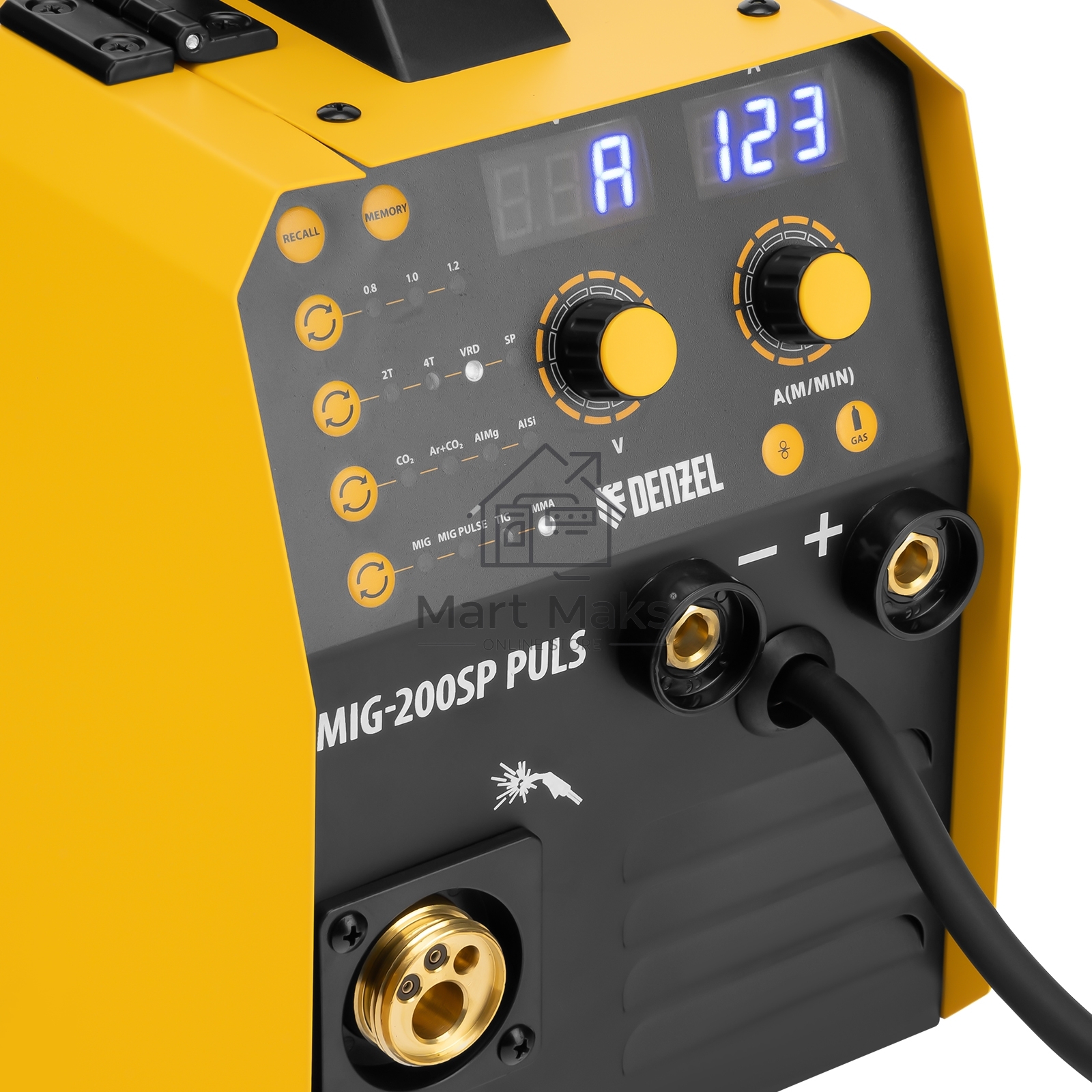 Аппарат инвертор. полуавтомат. cварки IMIG-200SP Pulse, 200 А, ПВ 60%, катушка 5 кг Denzel