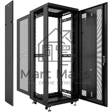 Шкаф серверный напольный Cabeus ND-05C-42U60/80-BK IP20, 42U, 2055х600х800 мм (ВхШхГ), дверь: перфорация, боковая панель: сплошная, разборный, чёрный