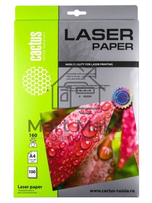 Фотобумага Cactus CS-LPA4160100 A4/160г/м2/100л./белый глянцевое для лазерной печати