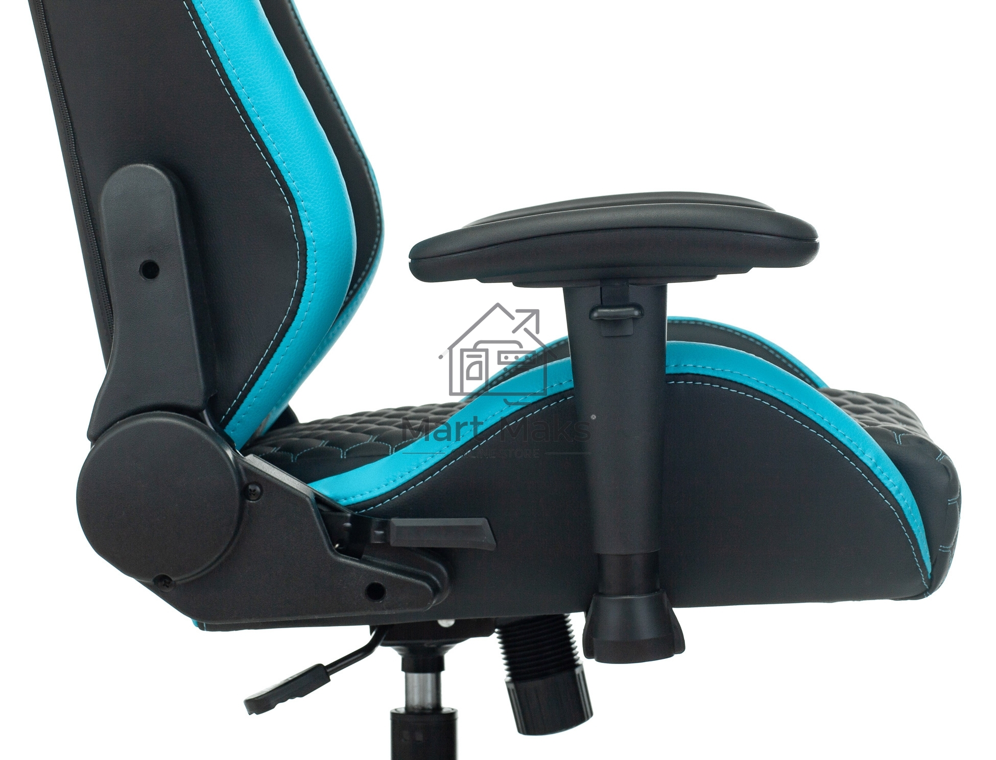 Кресло игровое Knight Neon черный/голубой соты эко.кожа с подголов. крестовина металл
