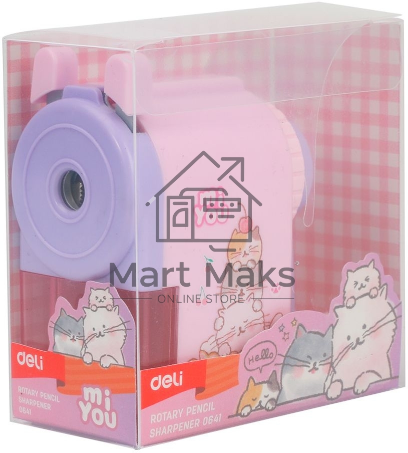 Точилка для карандашей механическая Deli E0641 miYou, 1 отверстие, пластик, ассорти