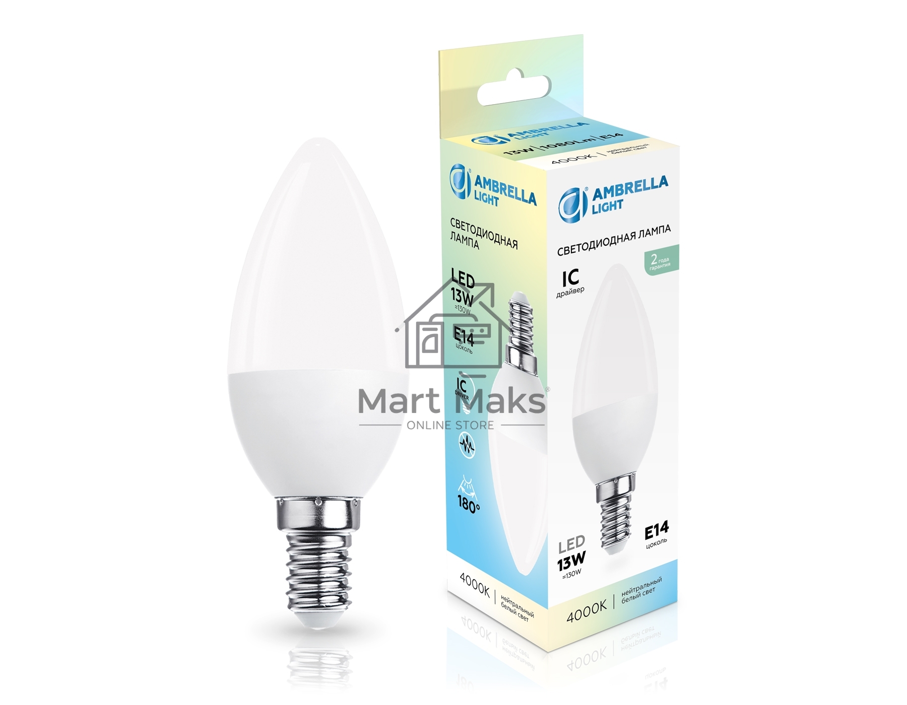 Светодиодная лампа 371314 LED C37 13W IC E14 4000K 175-265V