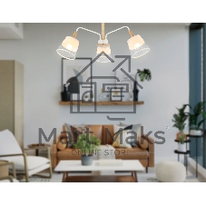 Светильник Ambrella light TR4737/3 WH/LW белый/светлое дерево E27/3 max 40W D760*350