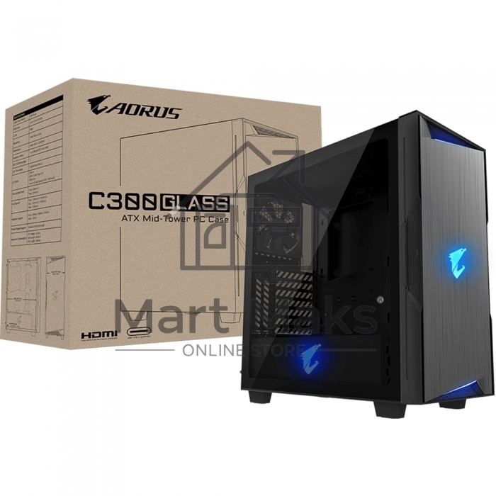 Компьютерный корпус GIGABYTE AORUS C300 GLASS MidiTower без Б/П ATX MicroATX MiniITX Цвет черный GB-AC300G