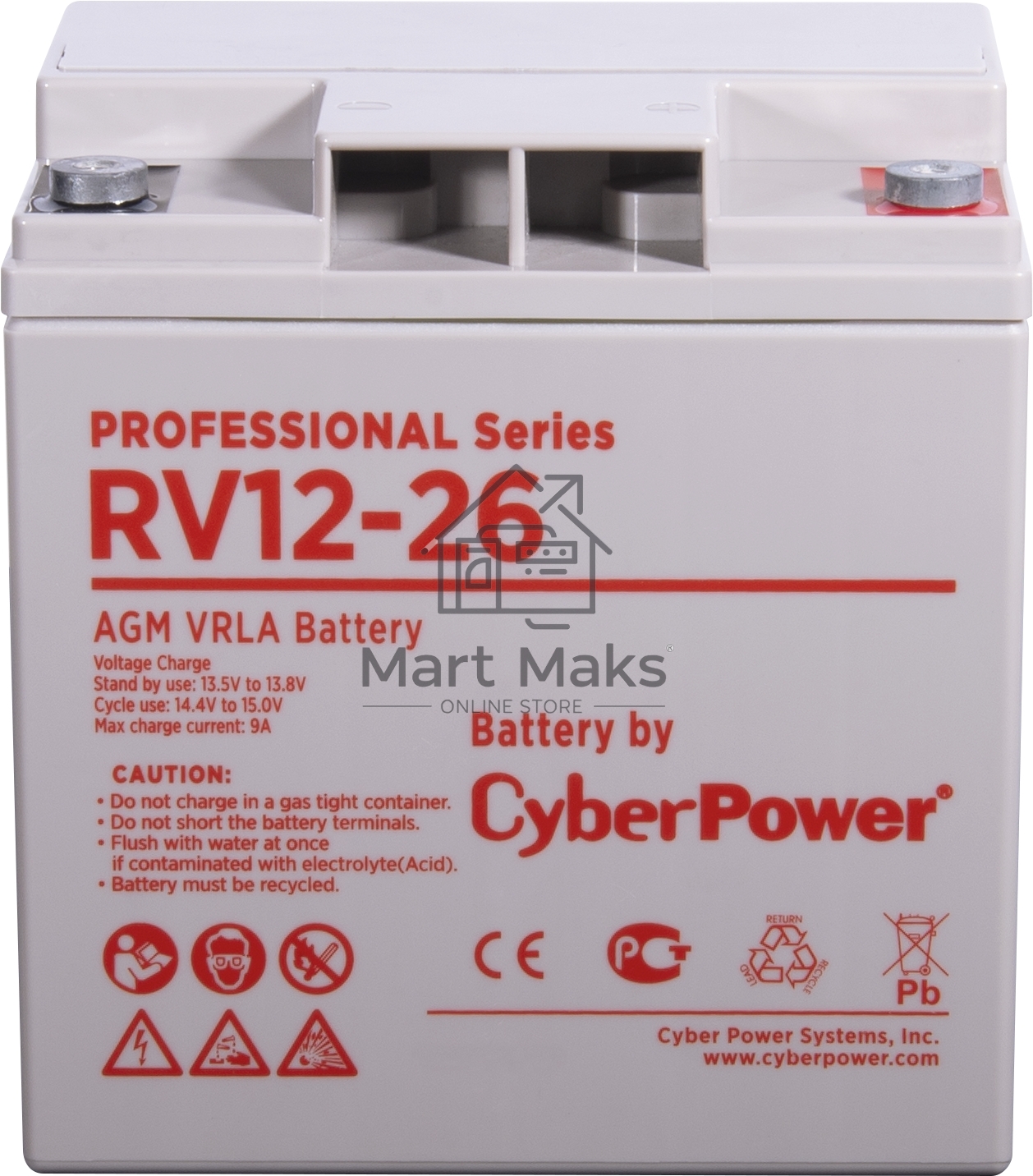 Аккумуляторная батарея PS CyberPower RV 12-26 / 12 В 26 Ач Battery CyberPower Professional series RV 12-26 / 12V 26 Ah
