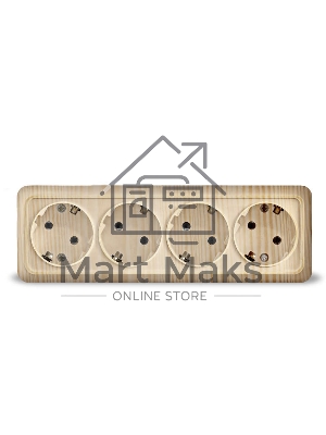 Розетка 4-м ОП Олимп с заземл. сосна UNIVersal 1175