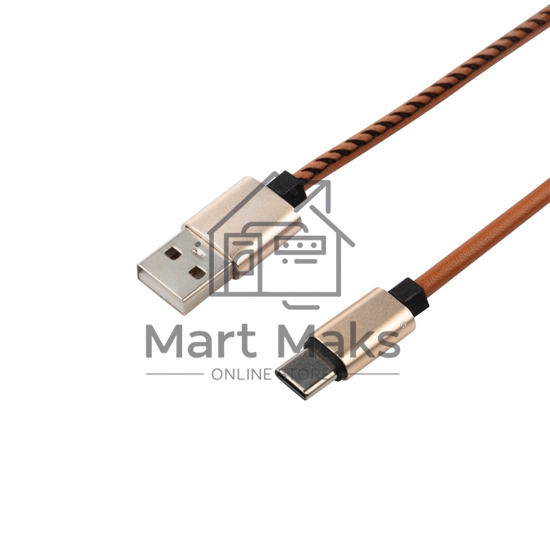 Кабель USB-Type-C/2A/leather/brown/1m/Rexant