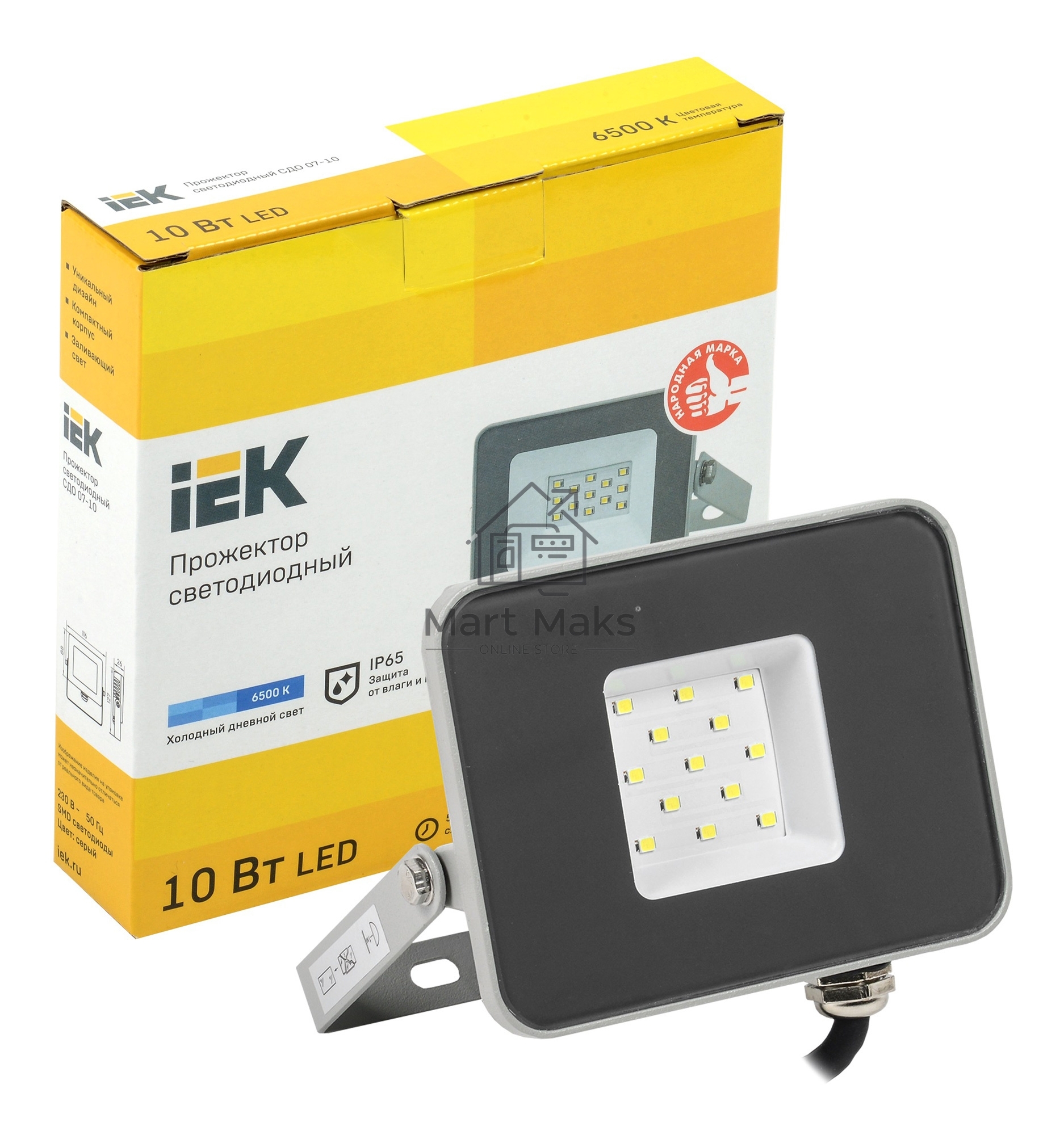 Прожектор Iek LPDO701-10-K03 СДО 07-10 светодиодный серый IP65 6500 K IEK