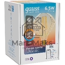 Лампа светодиодная Gauss филаментная Smart Home DIM+CCT E27 Diamond Golden 6,5 Вт 2000-5500К 1370112